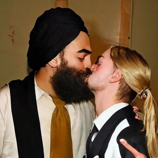 Image similar to pewdiepie kissing osama bin laden