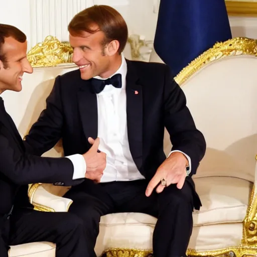 Image similar to macron flirting with melania trump, 3 5 mm photograph