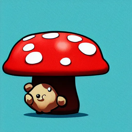 Image similar to a cute chubby mushroom, stylized, digital art, blue scheme, mobile game