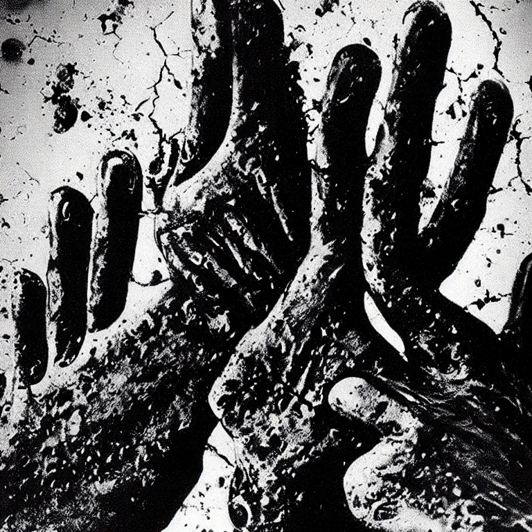Prompt: “a vintage photograph of a close up on a melting hand, photorealistic, sci-fi, Romero”