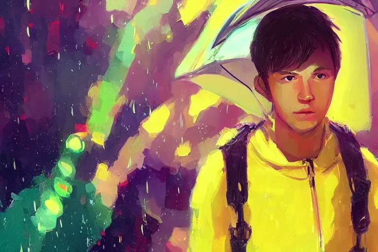 Prompt: “ a portrait of finn, rainy background, bright art masterpiece artstation. 8 k, sharp high quality artwork in style of jose daniel cabrera pena, concept art by tooth wu, fanart ”