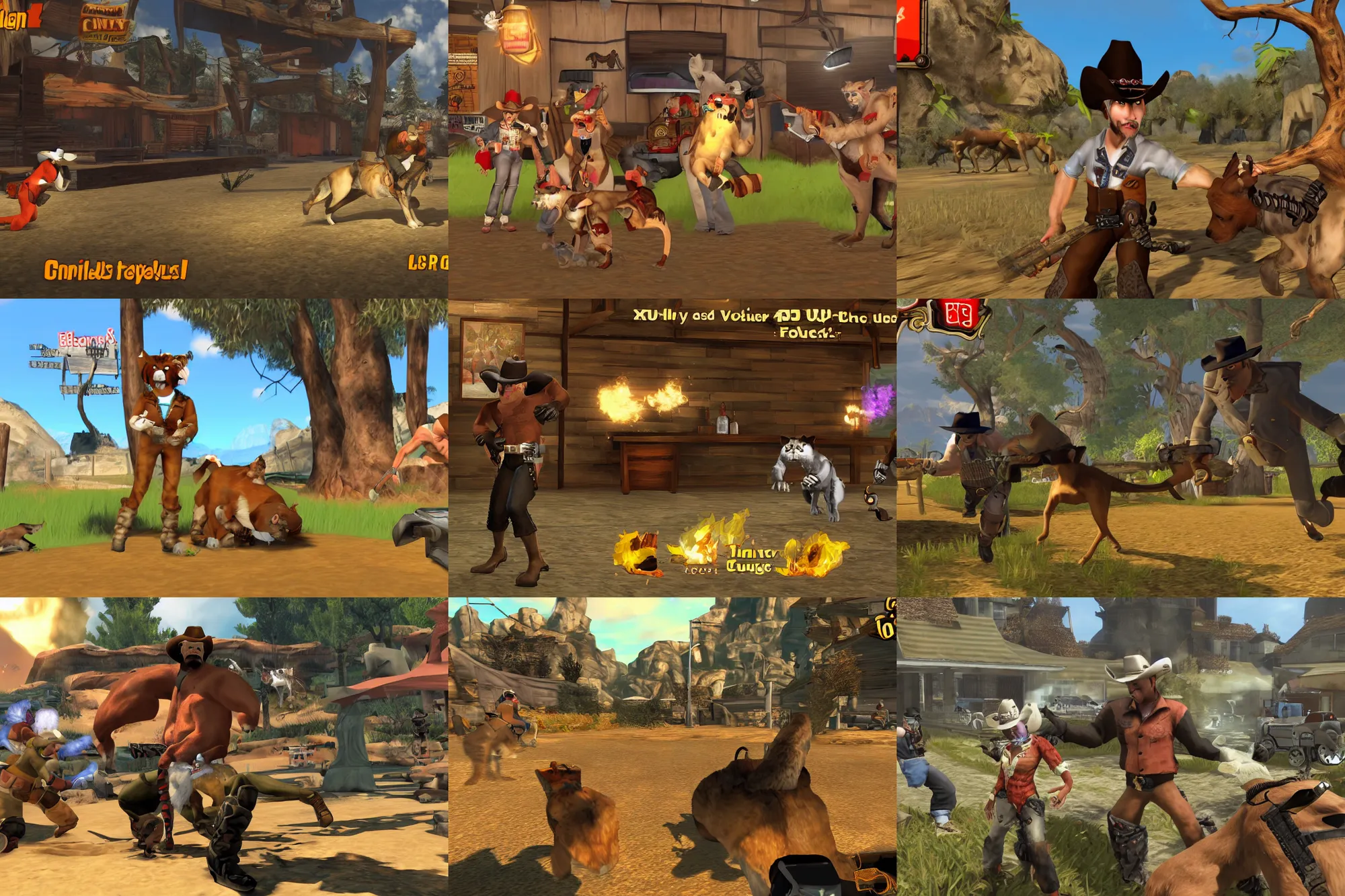 Prompt: furry - cougar - cowboy xbox game screenshot