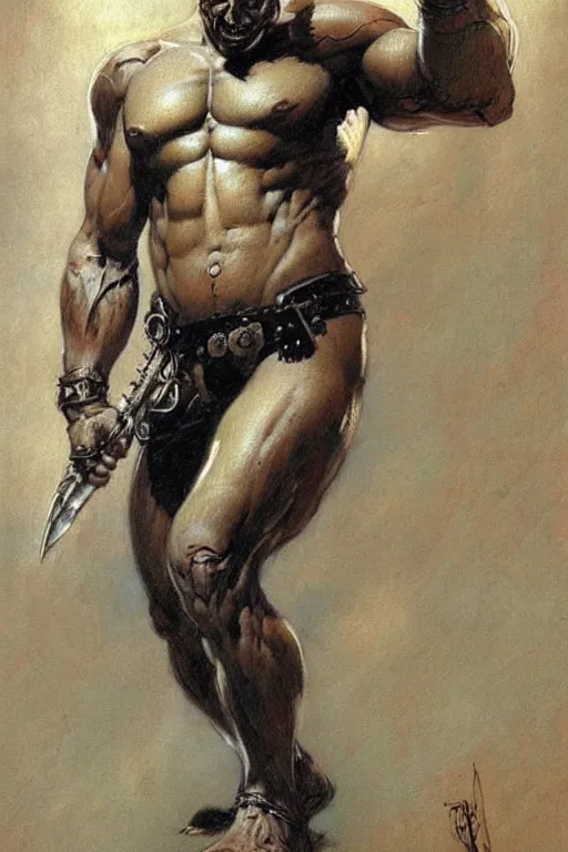 Image similar to male, monster, character design, painting by gaston bussiere, katsuya terada, frank frazetta, tom of finland, trending on artstation