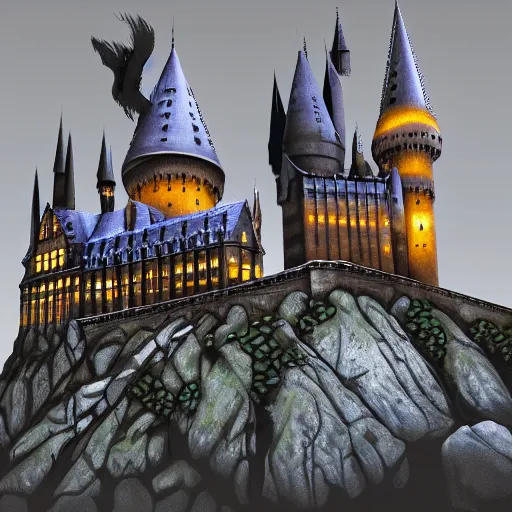 Image similar to harry potter castle in digital art