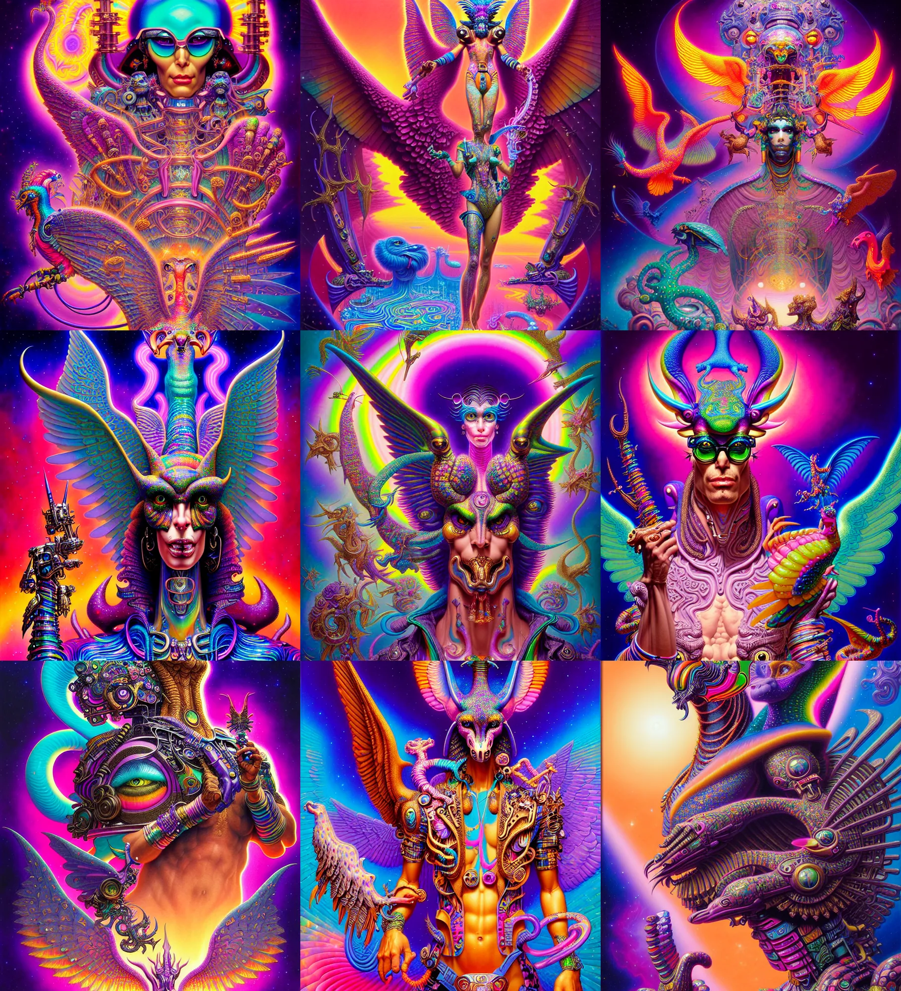 Prompt: lisa frank pattern fantasy character portrait of horus, ultra realistic, wide angle, intricate details, blade runner artifacts, highly detailed by peter mohrbacher, wayne barlowe, boris vallejo, hajime sorayama aaron horkey, gaston bussiere, craig mullins