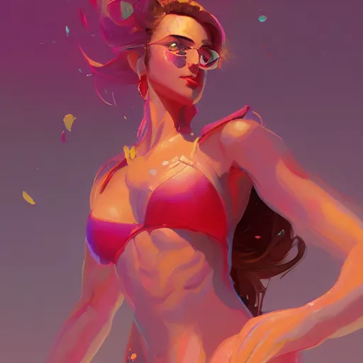 Image similar to portrait of besutiful woman in bathing suit, maya ali mage, gloomhaven, dynamic lighting, gaudy colors, octane render aesthetic, matte painting concept art, official fanart behance hd artstation by jesper ejsing, by rhads and makoto shinkai and lois van baarle and ilya kuvshinov and rossdraws