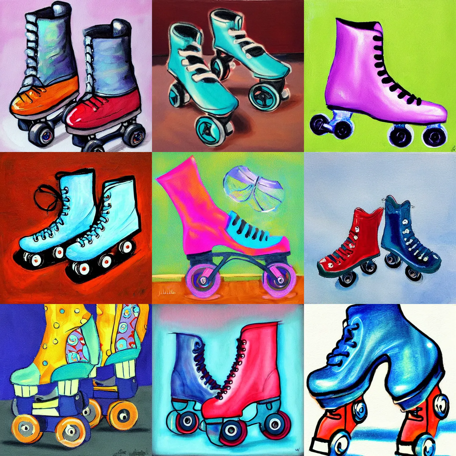 Prompt: rollerskates, art by julia claire,