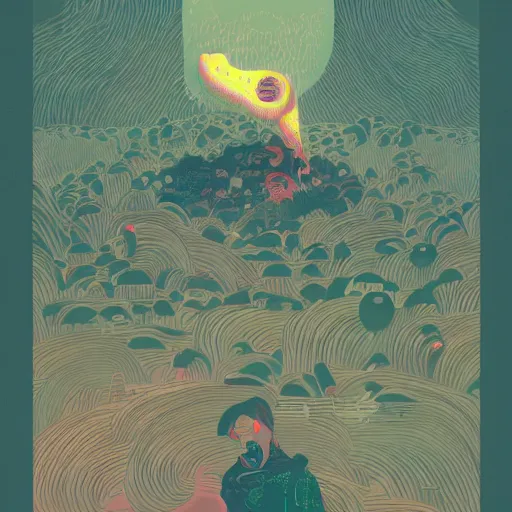 Image similar to illustration of to be screaming, by Victo Ngai and James Gilleard