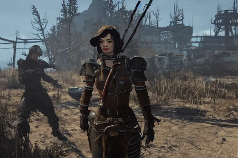 Prompt: crystal reed as a raider in fallout 4, in game screenshot