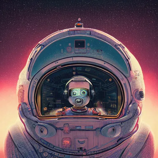 Image similar to intricate mechanical transformer astronaut portrait by yoshitomo nara, by beeple, by yoshitaka amano, by victo ngai, by shaun tan, by good smile company, on cg society, 4 k wallpaper, pastel color theme, mandelbulb textures