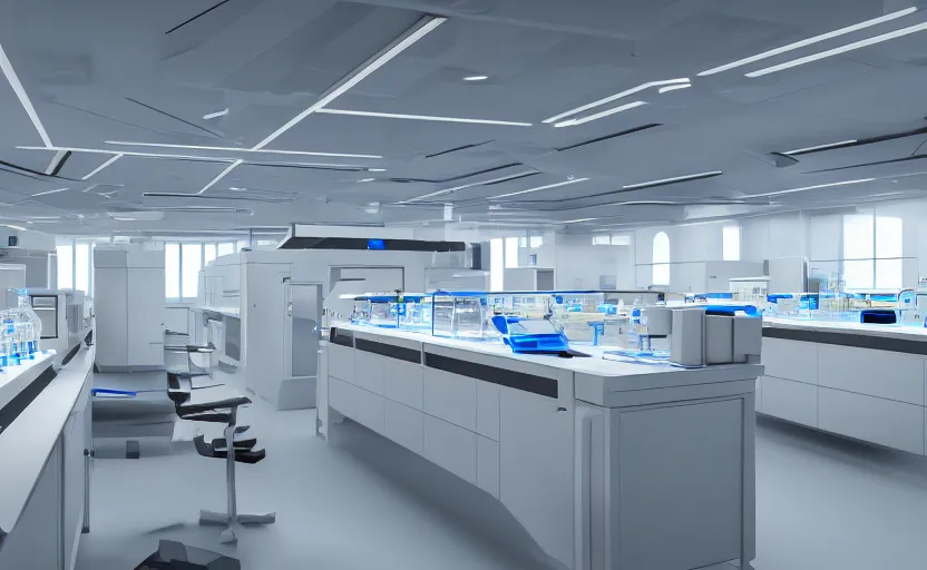 Image similar to highly detailed futuristic modern laboratory, 8 k render, natural light, sharp