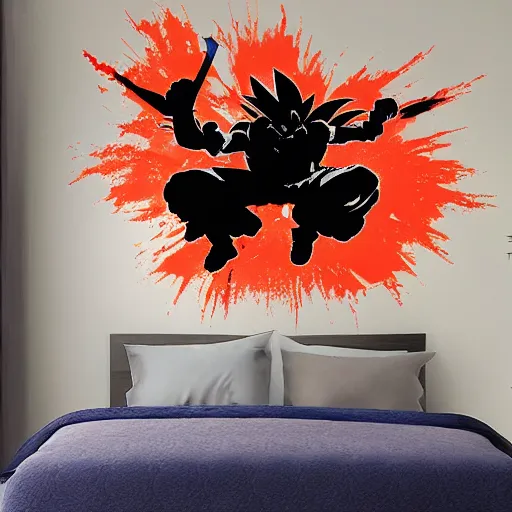 Image similar to die cut sticker, goku, gatling attack by luffy, splatter paint