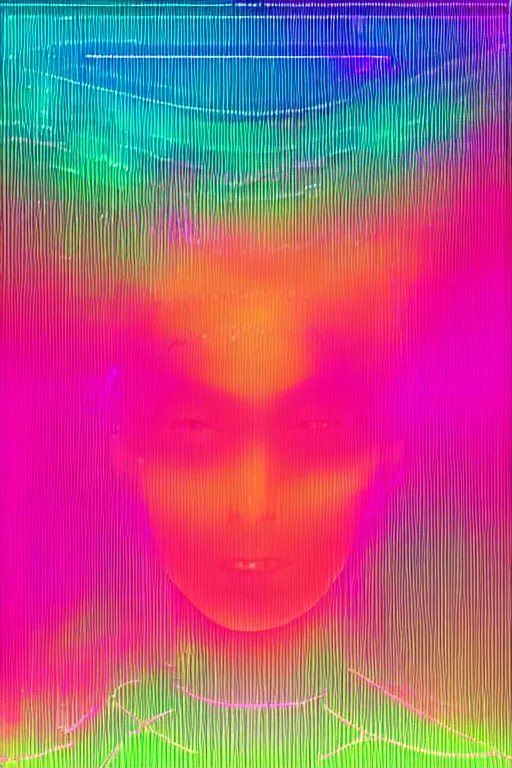 Prompt: a portrait by Wayne Thiebaud of Hatsune miku, neon gradient