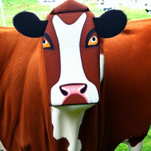 Prompt: cow with cat head , photorealistic photo