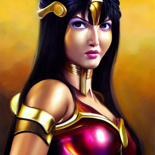 Prompt: realistic Portrait painting of Maria Ozawa as Athena from Saint Seiya, made by Michaelangelo, physical painting, Sharp focus,digital art, bright colors,fine art, trending on Artstation, unreal engine.