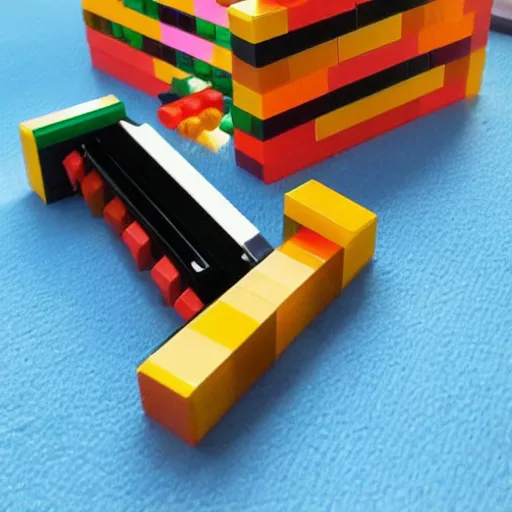 Prompt: harmonica made of megablocks