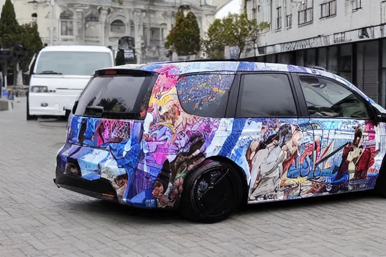 Image similar to anime-car-wrap, putin