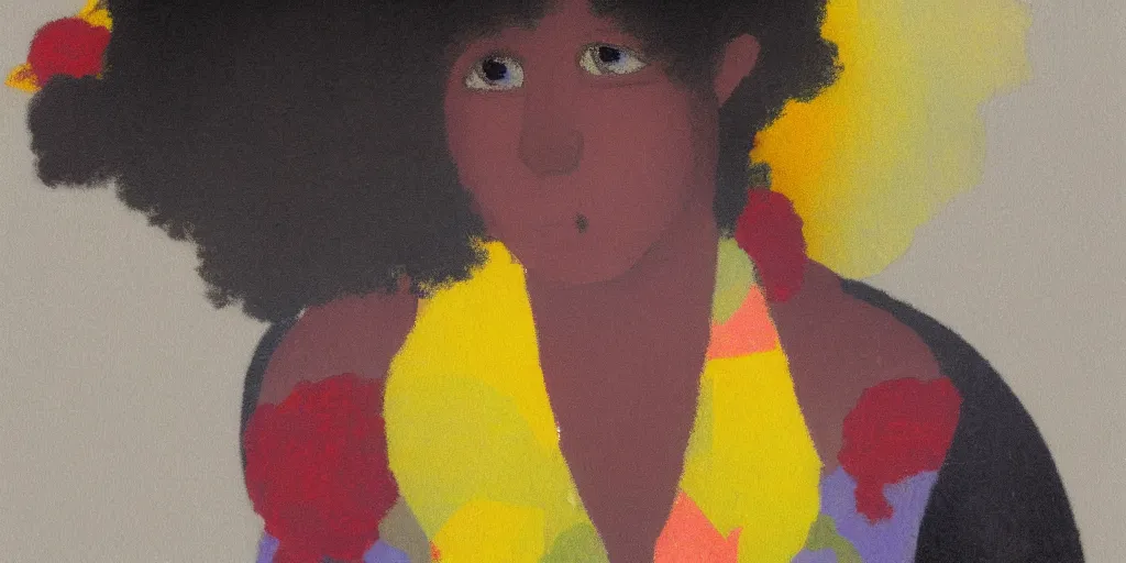 Prompt: a hazy impressionist painting of a young black woman, in the style of mordecai ardon, artstation, 1 0 2 4