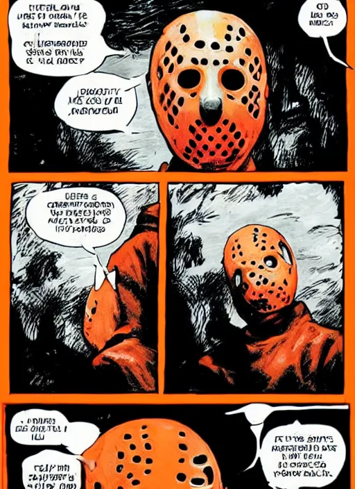 Image similar to Jason Voorhees eat a orange