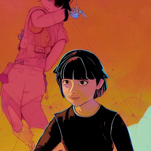 Image similar to a study of cell shaded portrait of Isabela Moner as dora the explorer, concept art, illustration, post grunge, concept art by josan gonzales and wlop, by james jean, Victo ngai, David Rubín, Mike Mignola, Laurie Greasley, highly detailed, sharp focus, alien, hard light, minimal color palette, Trending on Artstation, HQ, deviantart, art by artgem