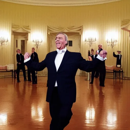 Prompt: Howard Dean dancing his heart out. White House photo.