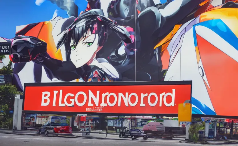 Image similar to billboard advertisement with an extremely beautiful photo of a black marble statue of an anime girl with colorful motocross logos and motorcycle helmet with closed visor, colorful smoke in the background, carved marble statue, fine art, neon genesis evangelion, virgil abloh, offwhite, denoise, highly detailed, 8 k, hyperreal