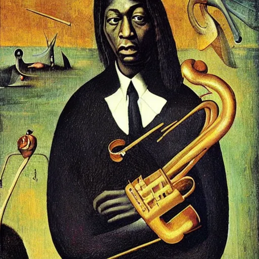 Image similar to john coltrane by hieronymus bosch