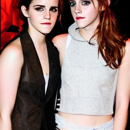 Image similar to emma watson and kristen stewart cosplaying as each other