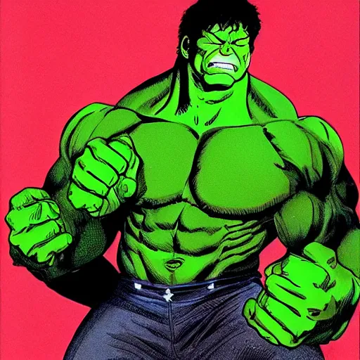 Prompt: the incredible hulk studying for the bar exam frank miller