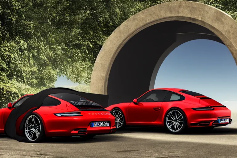 Prompt: porsche 911 entering a stargate. photorealistic 4k