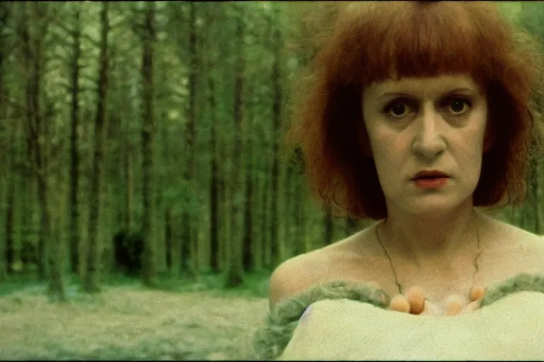 Image similar to a movie still by walerian borowczyk, forest, technicolor, high definition, remastered, wide angle, 7 0 mm, wide shot, cinematic