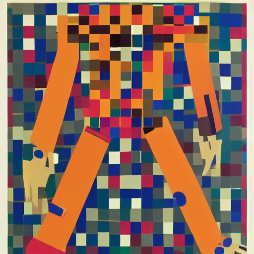 Image similar to combat mecha by anni albers, david salle