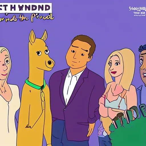 Image similar to still from the hit tv show friends in the style of bojack horseman