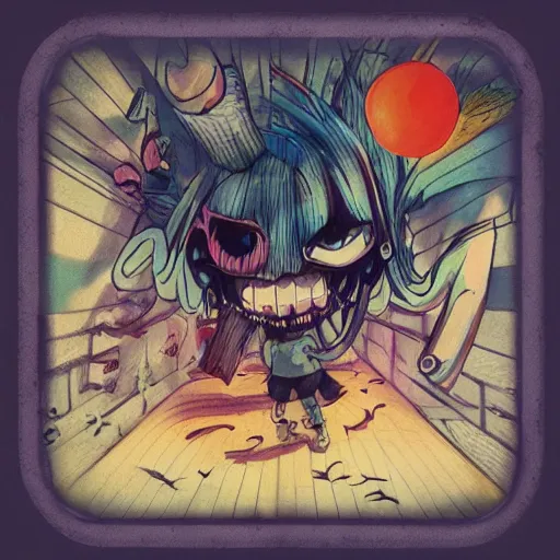 Prompt: Nightmare Monsters lowbrow anime trending on Artstation geometric Polaroid