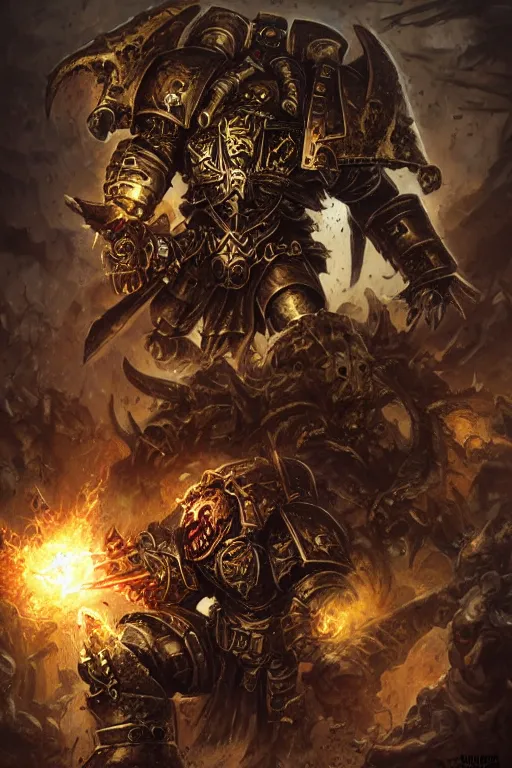 Image similar to chaos space marine, fantasy, warhammer, highly detailed, digital art, sharp focus, trending on art station, nurgle