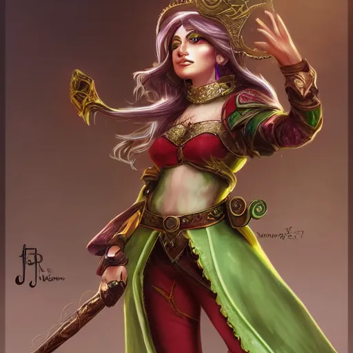 Prompt: female elf bard, Jade, dungeons and dragons, amazing detail, character concept art, illustration, fantasy, 4k