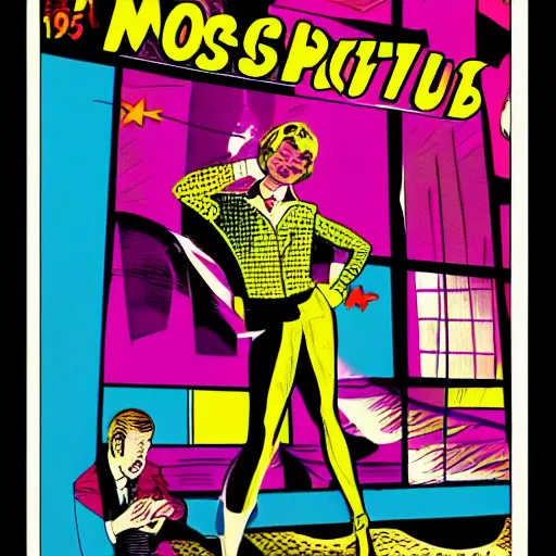 Prompt: 1960s nightclub comic book style art