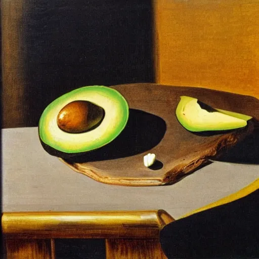 Image similar to avocado on toast on a coffee table by salvador dali, oil on canvas