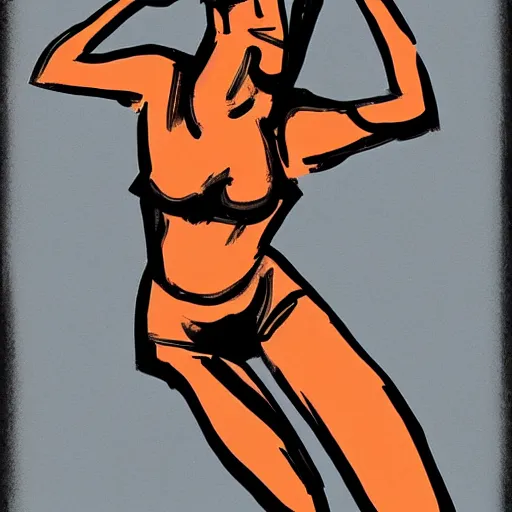 Image similar to an expressive stylized digital painting of a figure in a dynamic pose