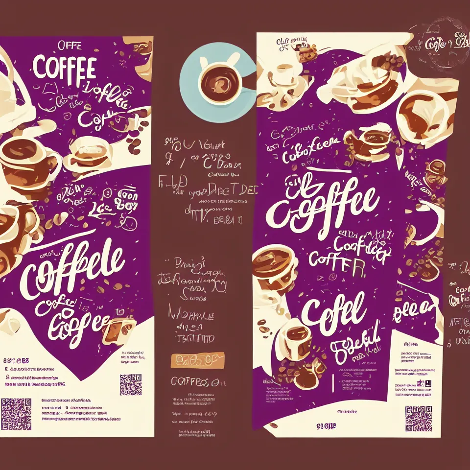 Prompt: flyer graphic design for coffee bean shop, artstation, 8k HD, illustrator vector graphics
