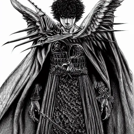Prompt: the angel of death by kentaro miura, hyper - detailed masterpiece, very good shading, professional work, digital art