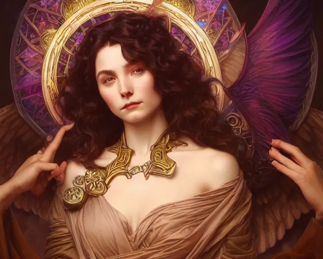 Image similar to photography of evelyn de morgan, deep focus, d & d and mtg, fantasy, intricate, elegant, highly detailed, digital painting, artstation, concept art, matte, sharp focus, illustration, hearthstone, art by artgerm and greg rutkowski and alphonse mucha