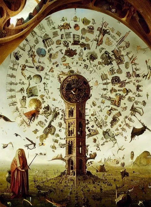 Prompt: the invention of time, modern fine art, fractal, intricate, elegant, highly detailed,, by jheronimus bosch and greg rutkowski,