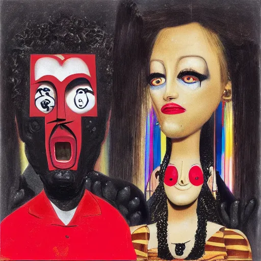 Image similar to my beautiful dark twisted fantasy album cover, designed by george condo