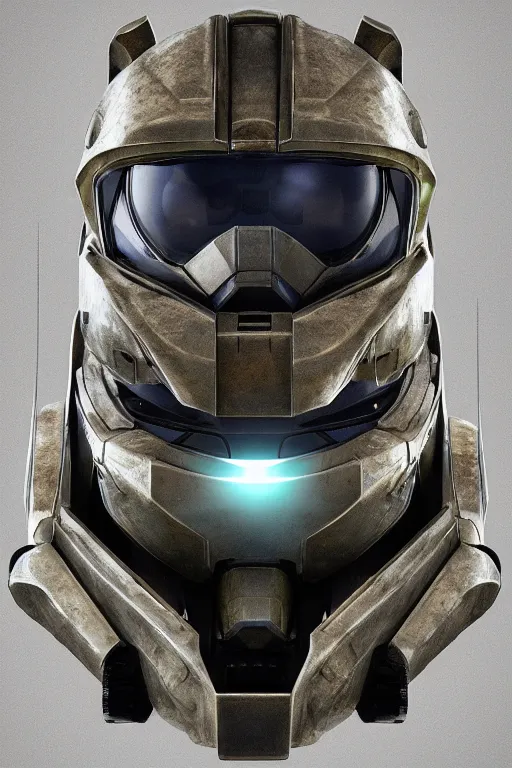 Image similar to robot ninja mask helmet halo master chief radiating a glowing aura global illumination ray tracing hdr fanart arstation by ian pesty and katarzyna da „ bek - chmiel