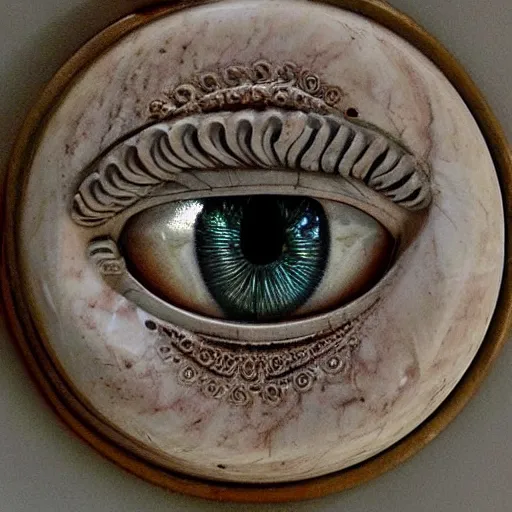 Image similar to marble statue of an intricately detailed eye floating, symmetrical