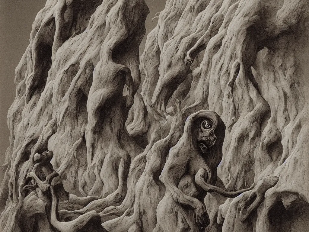 Image similar to ordering coffee at the neighborhood starbucks, from the terrifying and incomprehensible beyond, body horror, leo and diane dillon, zdzisław beksinski and ansel adams