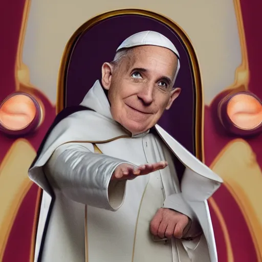 Image similar to anthropomorphic egg benedict wearing pope clothes