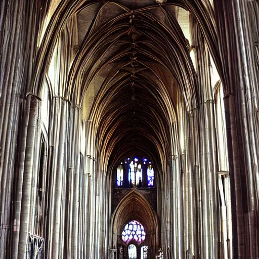 Image similar to a gothic cathedral, a gothic girl dressed