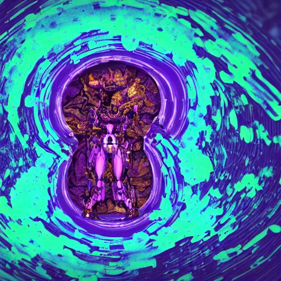 Image similar to detailed shot of inside a cavernous stomach of a mecha goddess, the walls purple and pulsing, lots of acid pooling up on the floor, digesting and dissolving a small human as it thrashes in acid, food pov, micro pov, vore, digital art, furry art, anthro art, high quality, 8k 3D realistic, macro art, micro art, Furaffinity, Deviantart, Eka's Portal, G6